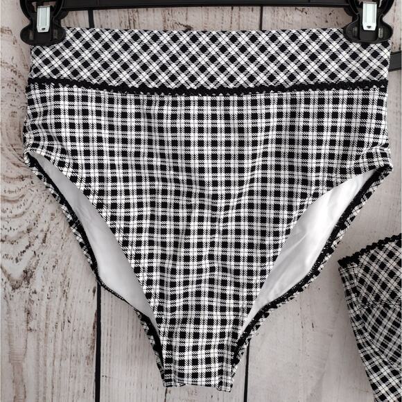 Skinny Dippers Miracle Suit NEW Black White Plaid Corset Two Piece Swim Large - Picture 5 of 16